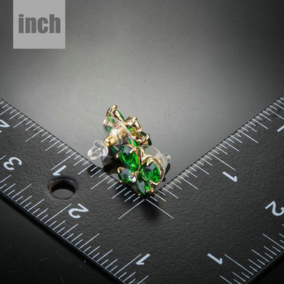 Dark Green Butterfly Cubic Zirconia Stud Earrings - KHAISTA Fashion Jewellery