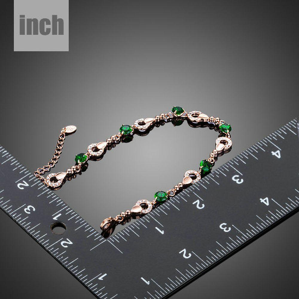 Dark Green Cubic Zirconia Link Bracelet - KHAISTA Fashion Jewellery