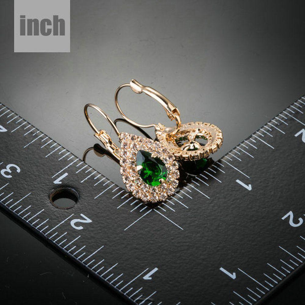 Dark Green Cubic Zirconia Raindrop Earrings - KHAISTA Fashion Jewellery