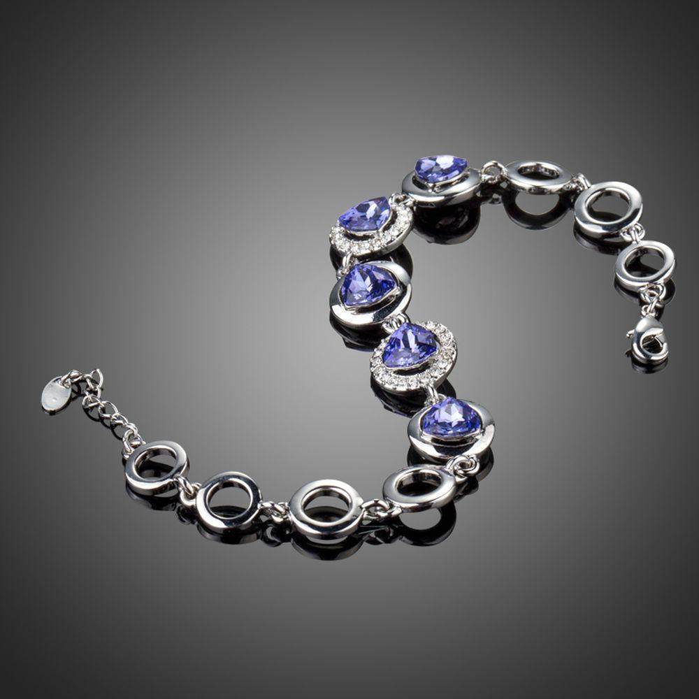 Dark Shiny Blue Crystal Chain Link Bracelet - KHAISTA Fashion Jewellery