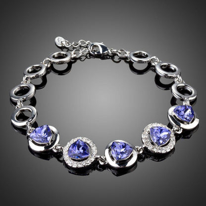 Dark Shiny Blue Crystal Chain Link Bracelet - KHAISTA Fashion Jewellery