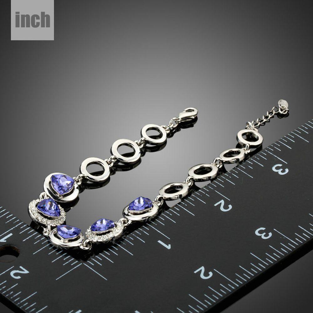 Dark Shiny Blue Crystal Chain Link Bracelet - KHAISTA Fashion Jewellery