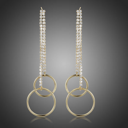 Double Circle Drop Earrings -KPE0397 - KHAISTA Fashion Jewellery