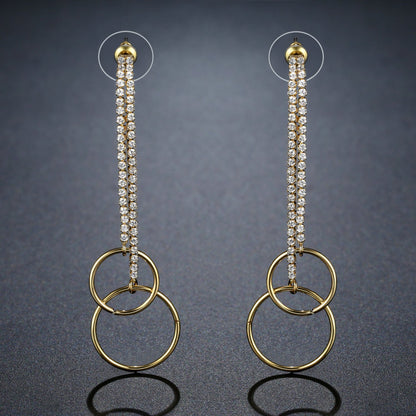 Double Circle Drop Earrings -KPE0397 - KHAISTA Fashion Jewellery