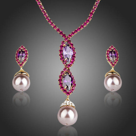 Elegant Pearl Necklace & Drop Earrings Set - KHAISTA Fashion Jewellery