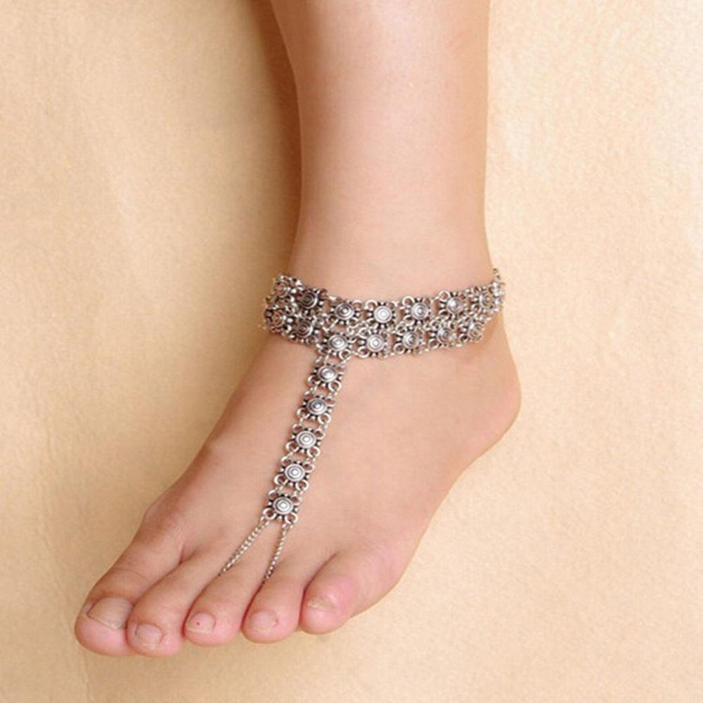 Silver Anklet Barefoot Chain - KHAISTA Fashion Jewellery