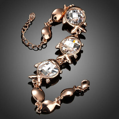 Fishes Crystal Bracelet - KHAISTA Fashion Jewellery