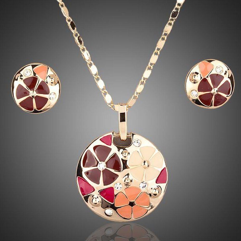 Floral Stud Earrings and Pendant Necklace Set - KHAISTA Fashion Jewellery