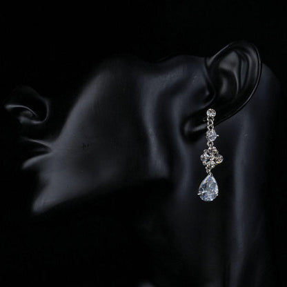 Flower Design Cubic Zirconia Drop Earrings - KHAISTA Fashion Jewellery