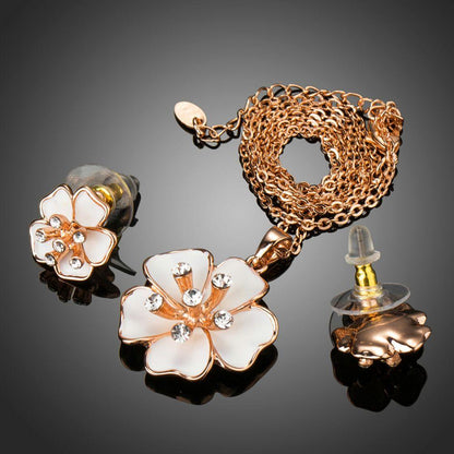 Flower Shape Clear Austrian Rhinestone Jewelry Set - KHAISTA Fashion Jewellery