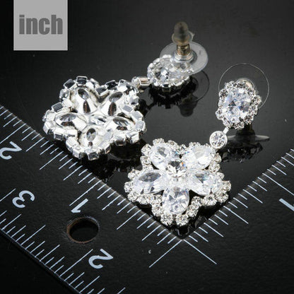 Flower Star Shape Cubic Zirconia Drop Earrings - KHAISTA Fashion Jewellery