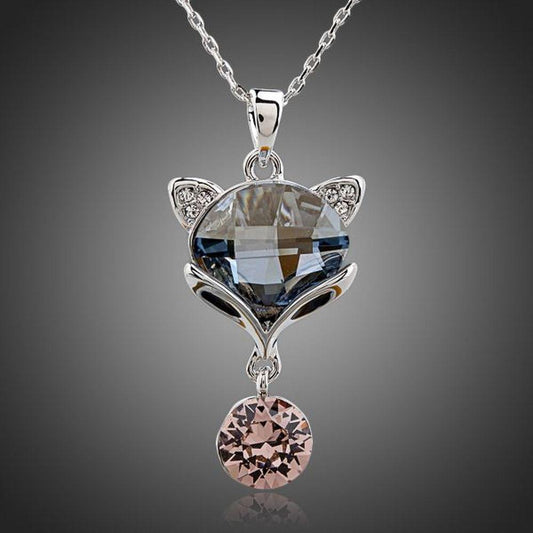 Fox Crystal Pendant Necklace KPN0120 - KHAISTA Fashion Jewellery