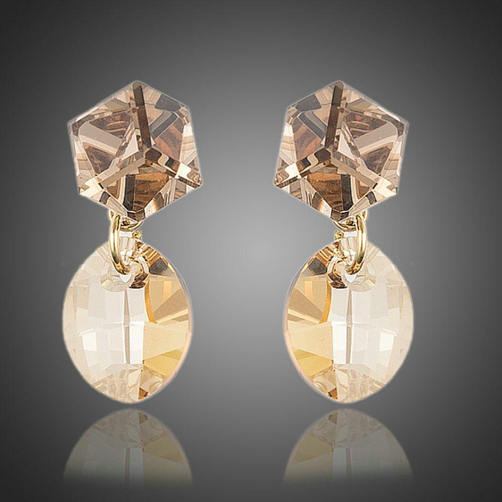 Geometric Crystal Drop Earrings - KHAISTA Fashion Jewellery