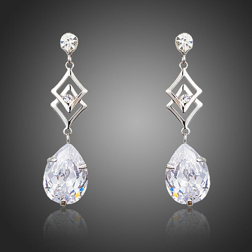 Geometric Cubic Zirconia Earrings - KHAISTA Fashion Jewellery