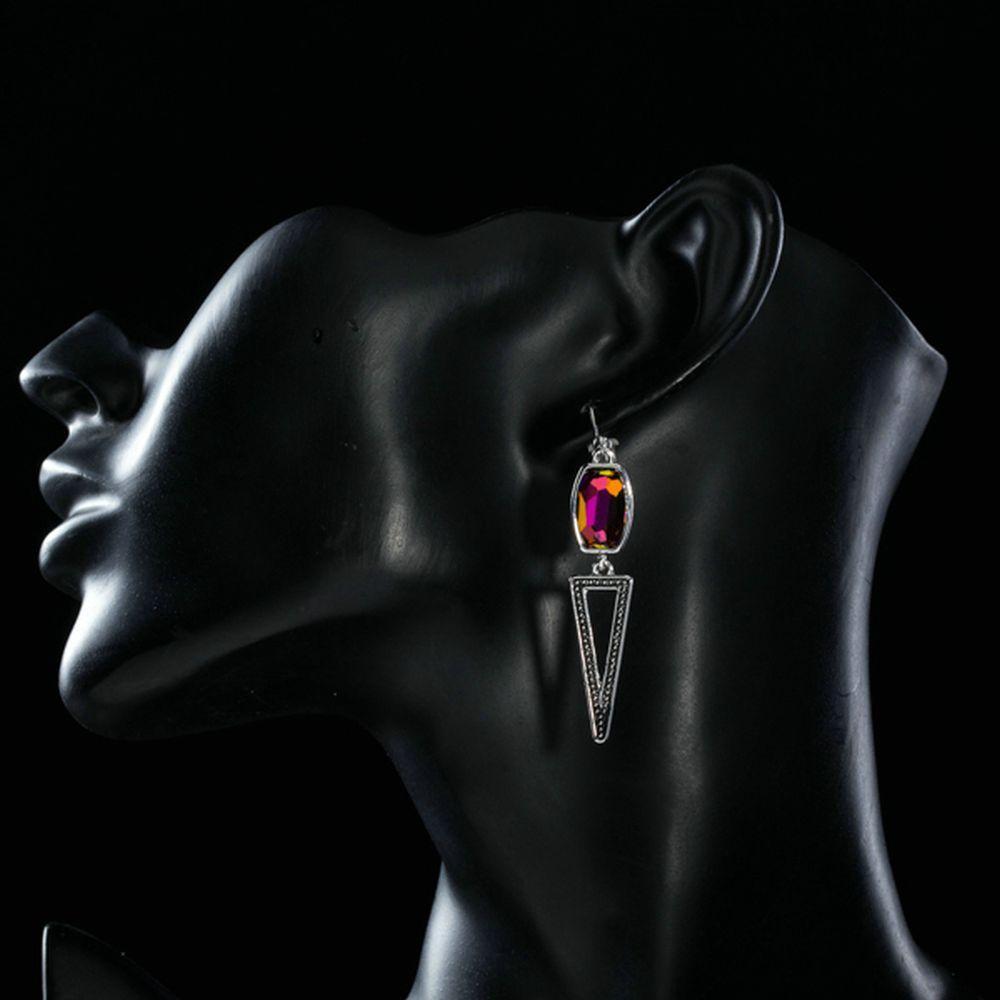 Geometric Design Crystal Drop Earrings - KHAISTA Fashion Jewellery