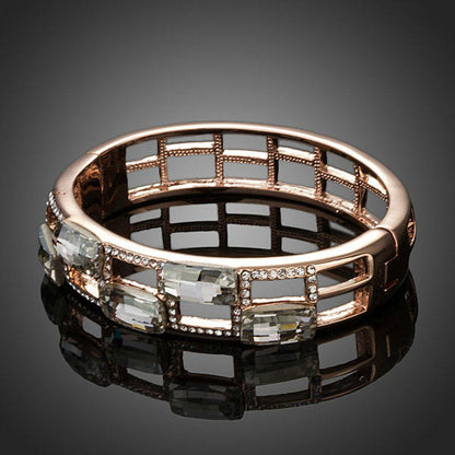 Geometric Designer Crystal Bangle - KHAISTA Fashion Jewellery