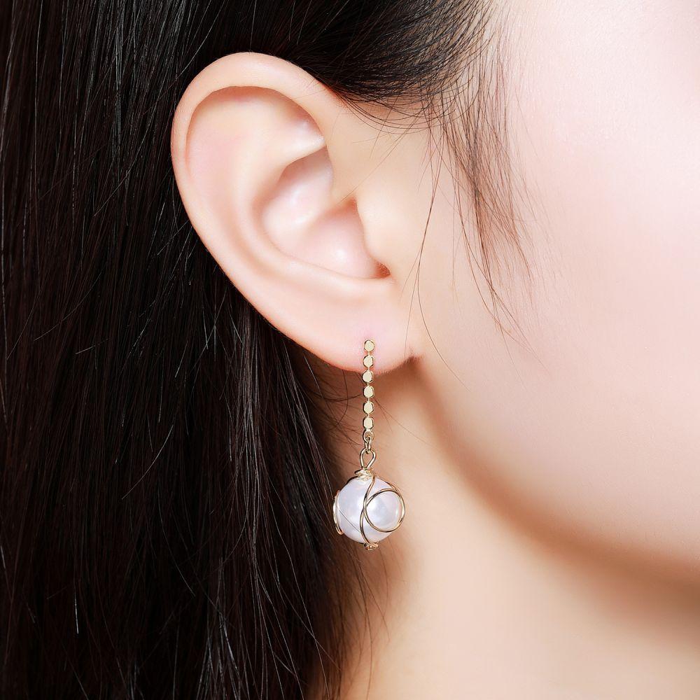 Geometric Pearl Drop Earrings -KFJE0408 - KHAISTA5