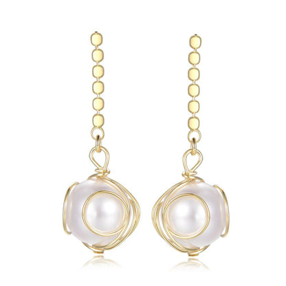 Geometric Pearl Drop Earrings -KFJE0408 - KHAISTA2