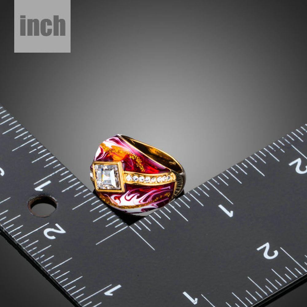 Geometric Red Oil Painting Ring-khaista.com