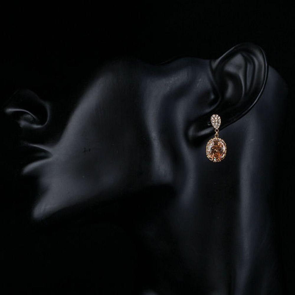 Gold Plated Cubic Zirconia Caramel Drop Earrings - KHAISTA Fashion Jewellery