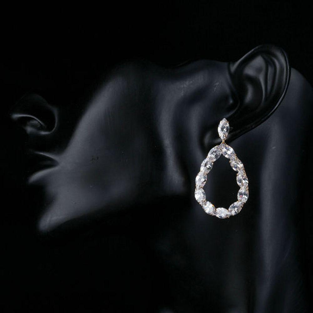 Gold Plated Cubic Zirconia Chain Drop Earrings - KHAISTA Fashion Jewellery