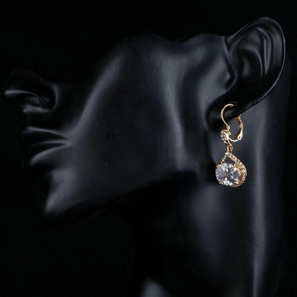 Gold Plated Cubic Zirconia Love Drop Earrings - KHAISTA Fashion Jewellery