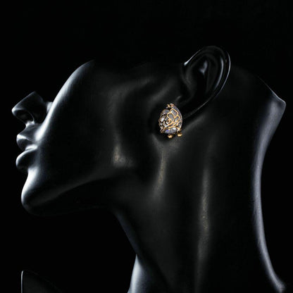 Gold Plated Flower Shaped Cubic Zirconia Earrings - KHAISTA Fashion Jewellery