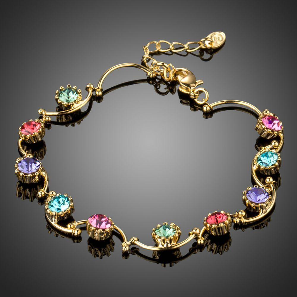 Gold Plated Muffin Crystal Bracelet - KHAISTA Fashion Jewellery