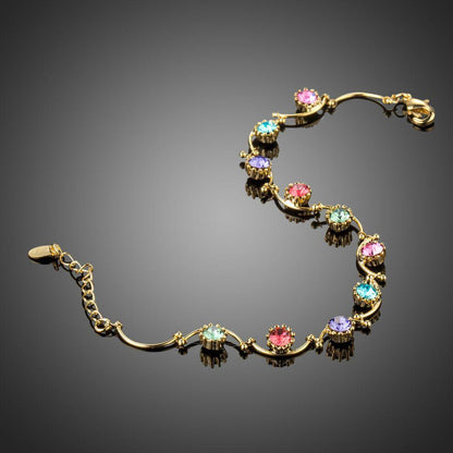 Gold Plated Muffin Crystal Bracelet - KHAISTA Fashion Jewellery