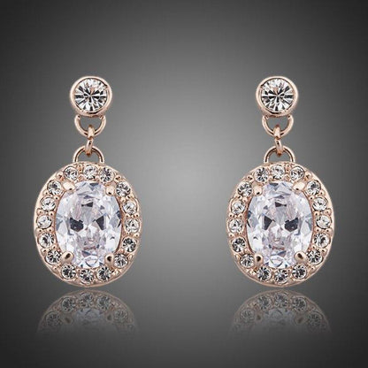 Gold Plated Prolate Crystal Drop Earrings - KHAISTA Fashion Jewellery