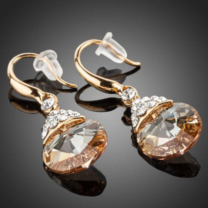 Gold Plated Raindrop Crystal Drop Earrings - KHAISTA Fashion Jewellery