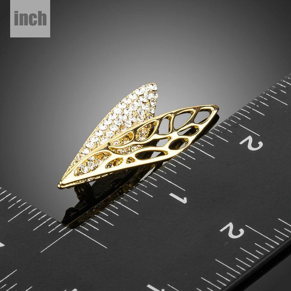 Golden Diamante Wing Brooch Pin - KHAISTA Fashion Jewellery