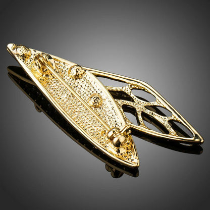 Golden Diamante Wing Brooch Pin - KHAISTA Fashion Jewellery