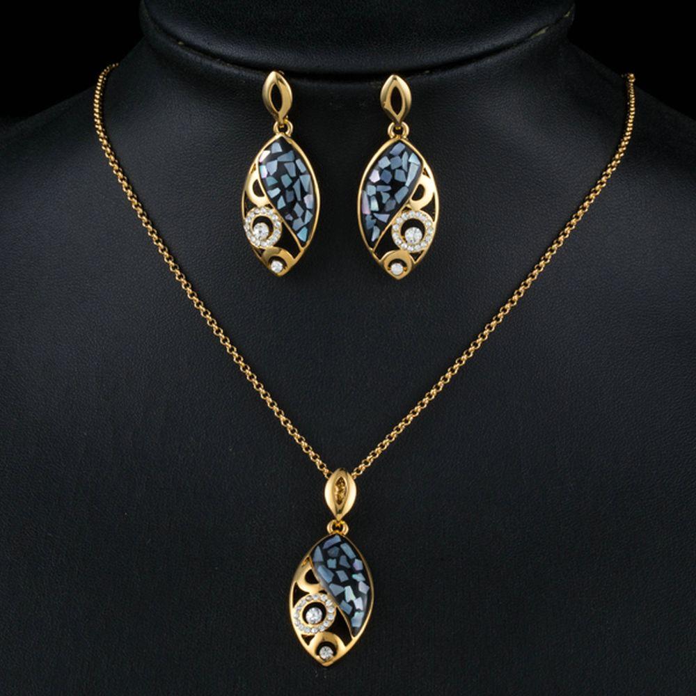 Golden Fish Pattern Drop Earrings and Pendant Necklace Set - KHAISTA Fashion Jewellery