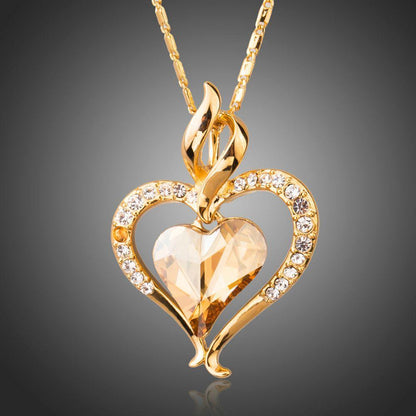 Golden Heart Necklace Love Link Chain - KHAISTA Fashion Jewellery