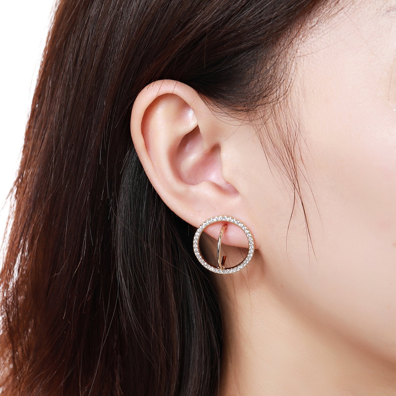 Golden Round Stud Earrings -KPE0364 - KHAISTA Fashion Jewellery