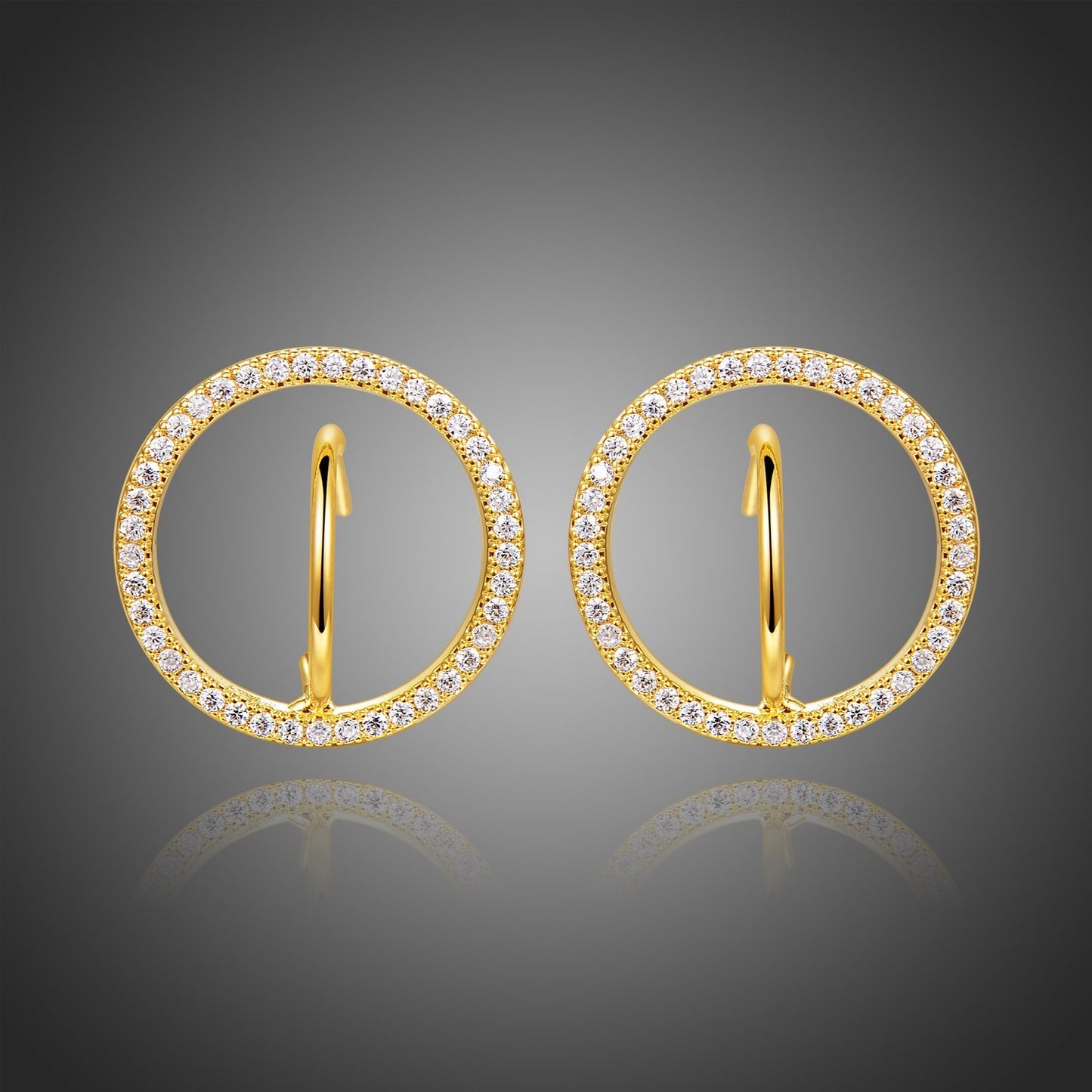 Golden Round Stud Earrings -KPE0364 - KHAISTA Fashion Jewellery