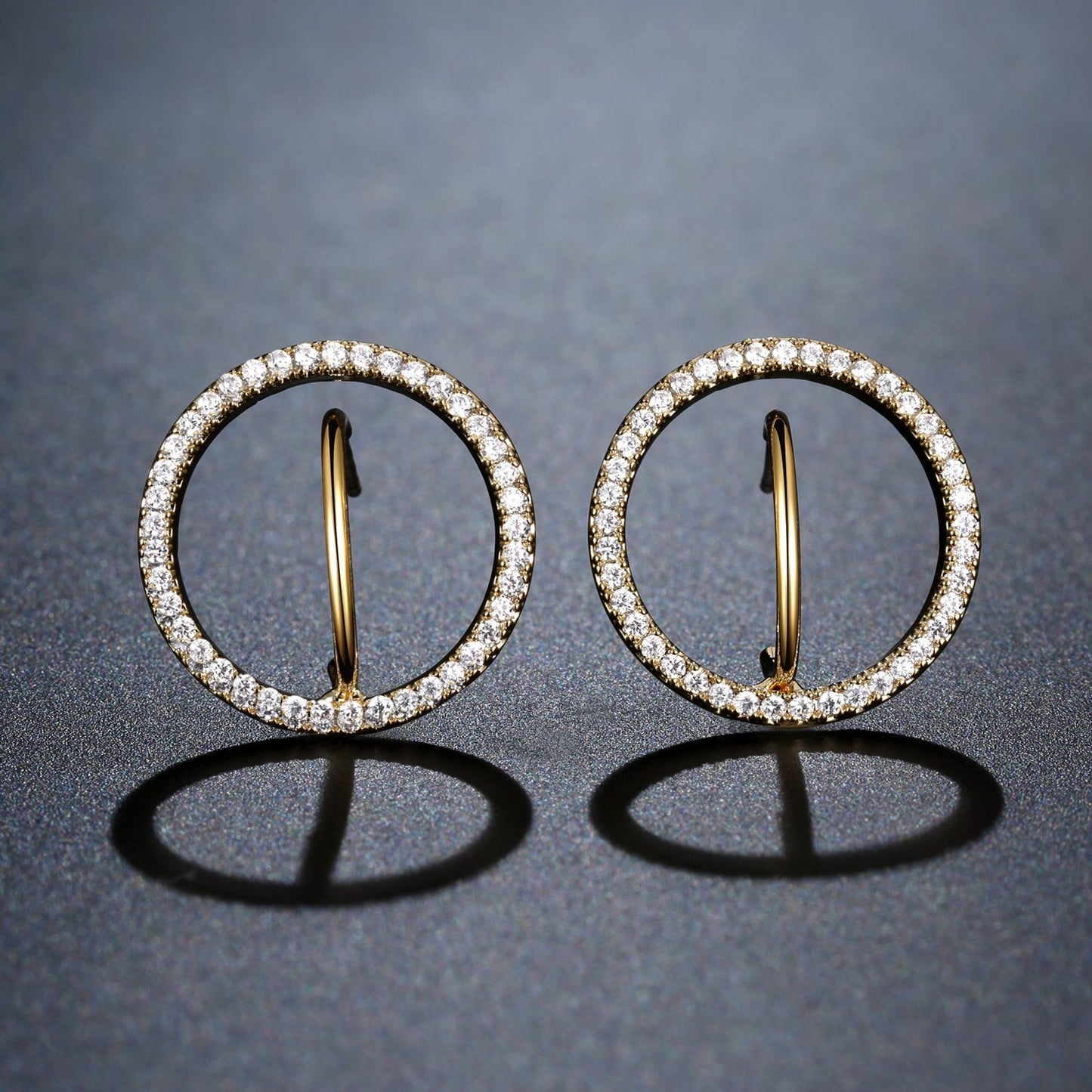 Golden Round Stud Earrings -KPE0364 - KHAISTA Fashion Jewellery