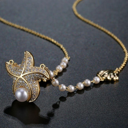 Golden Sea Creature Necklace -KFJN0296 - KHAISTA5