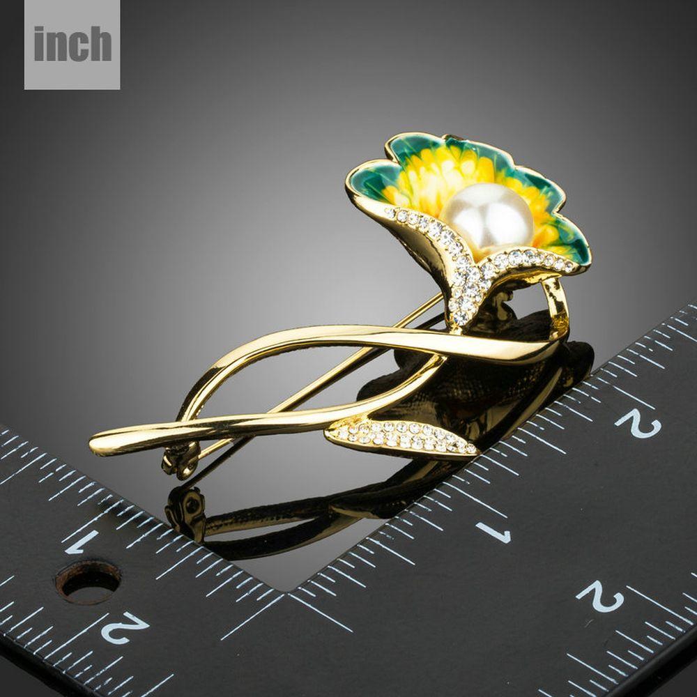 Golden Tree Branch Simulated Pearl Artistic Flower Brooch - KHAISTA Fashion Jewellery