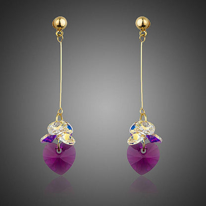 Gradient Heart Crystal Drop Earrings - KHAISTA Fashion Jewellery