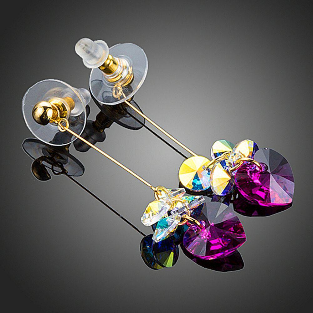 Gradient Heart Crystal Drop Earrings - KHAISTA Fashion Jewellery