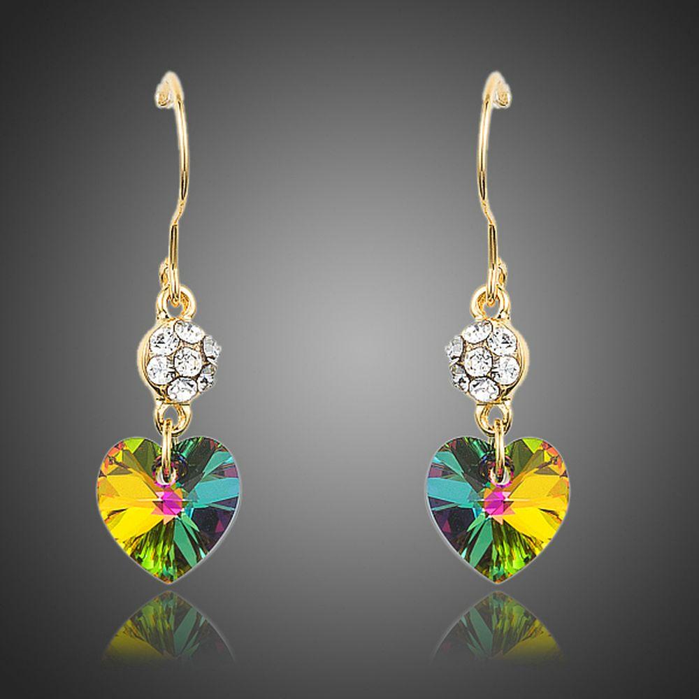 Gradual Change Stellux Austrian Heart Drop Earrings -KPE0175 - KHAISTA Fashion Jewellery