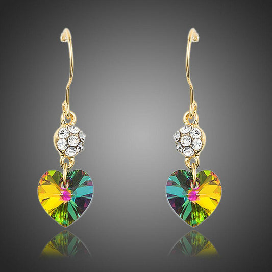 Gradual Change Stellux Austrian Heart Drop Earrings -KPE0175 - KHAISTA Fashion Jewellery