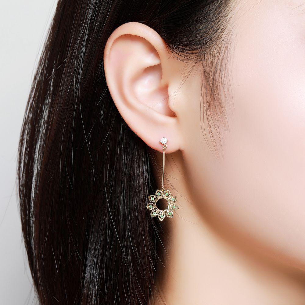 Green Cubic Zirconia Statement Earrings -KFJE0407 - KHAISTA4