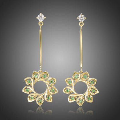 Green Cubic Zirconia Statement Earrings -KFJE0407 - KHAISTA1