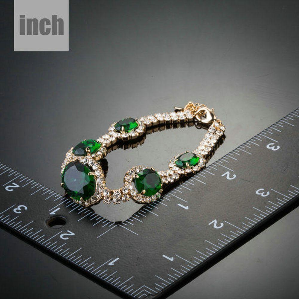 Green Geometrical Oval Cut Bracelet - KHAISTA Fashion Jewellery