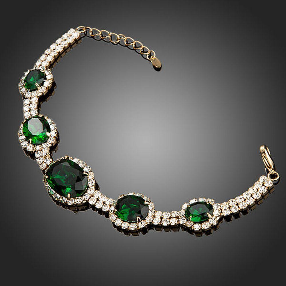 Green Geometrical Oval Cut Bracelet - KHAISTA Fashion Jewellery