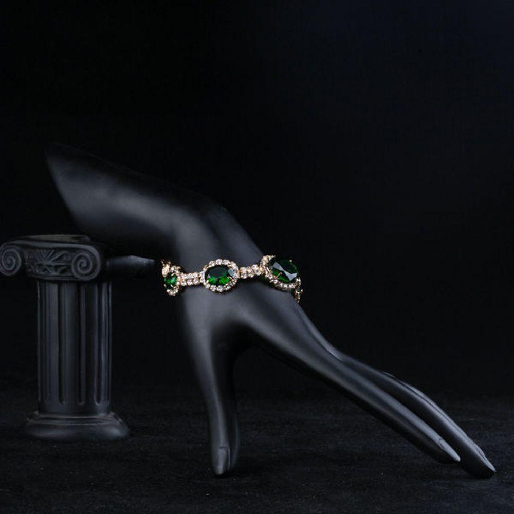 Green Geometrical Oval Cut Bracelet - KHAISTA Fashion Jewellery