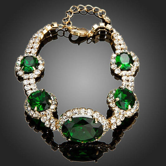 Green Geometrical Oval Cut Bracelet - KHAISTA Fashion Jewellery